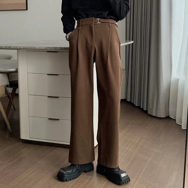 Autumn and Winter Pleated Pants with Adjustable Belt Supply - Image 5