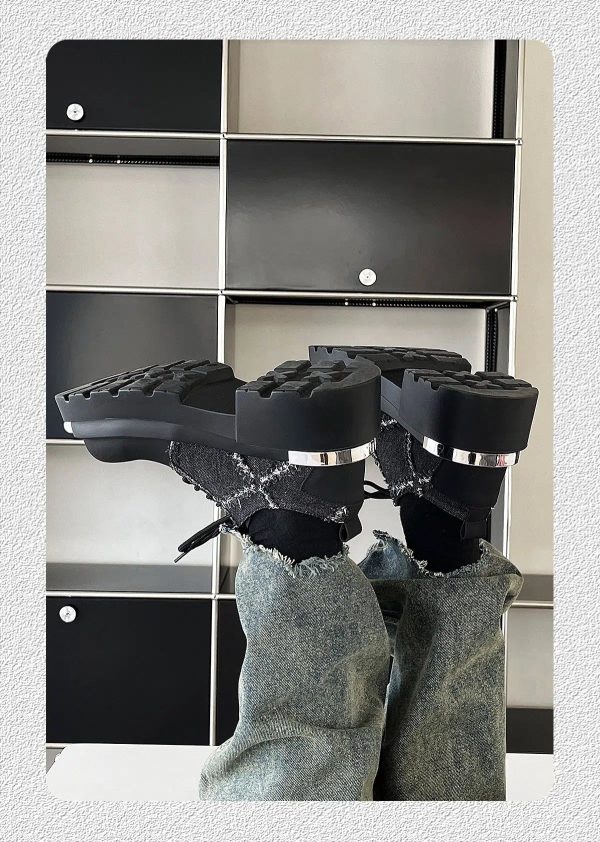 Iron Plate Denim Stitching Shoes Sale - Image 5