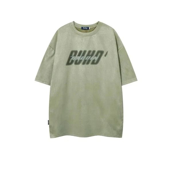 Graffiti Suede Print Oversized T-shirt Online now