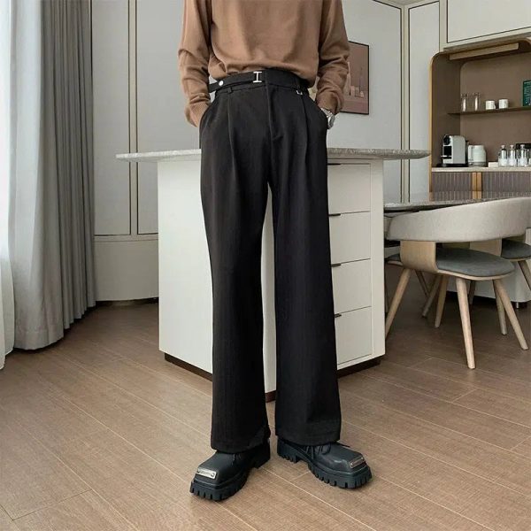 Autumn and Winter Pleated Pants with Adjustable Belt Supply - Image 4