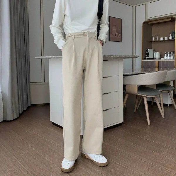 Autumn and Winter Pleated Pants with Adjustable Belt Supply - Image 3