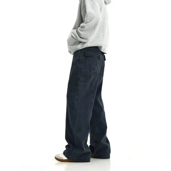 Washed Wide Leg Cargo Jeans For Cheap - Image 3