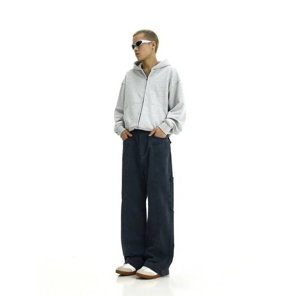Washed Wide Leg Cargo Jeans For Cheap - Image 4