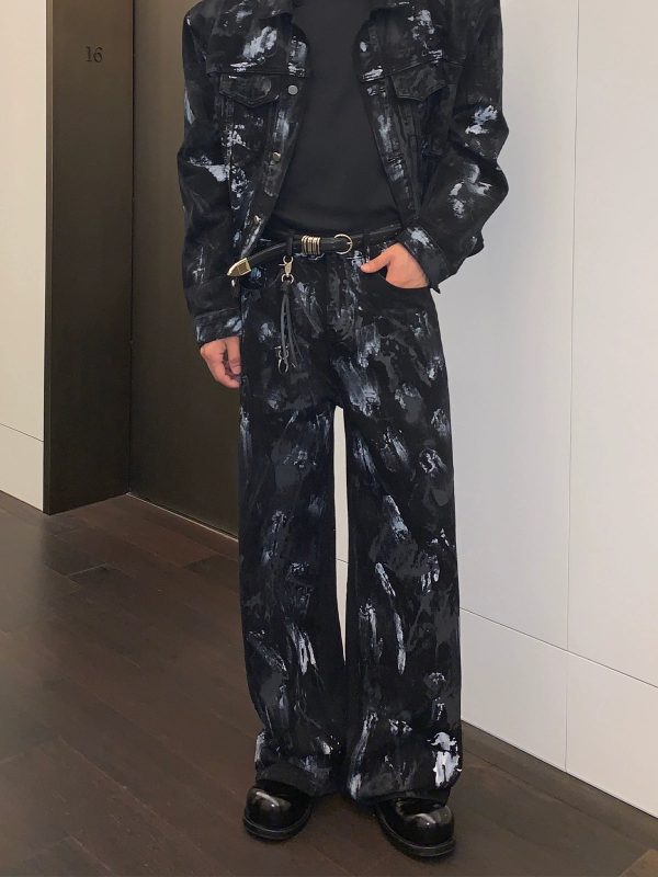 Abstract Pattern Denim Pants Supply
