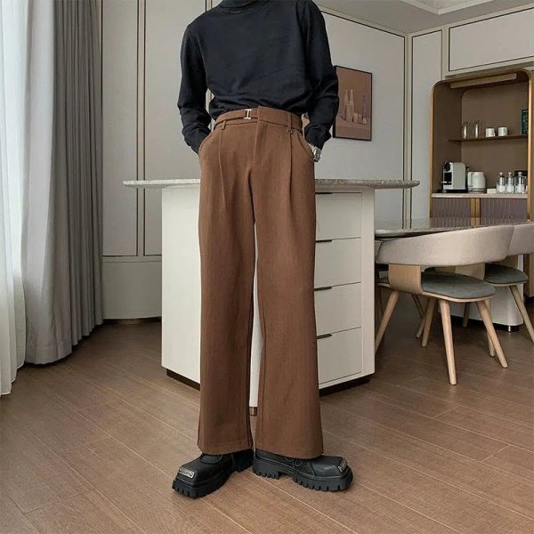 Autumn and Winter Pleated Pants with Adjustable Belt Supply - Image 2