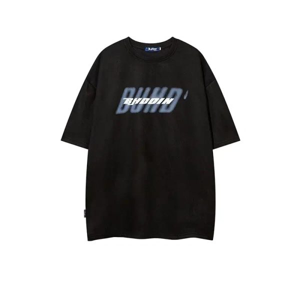 Graffiti Suede Print Oversized T-shirt Online now - Image 3