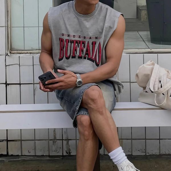 Loose Fit Text Print Vest For Discount - Image 2