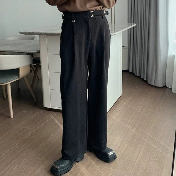 Autumn and Winter Pleated Pants with Adjustable Belt Supply
