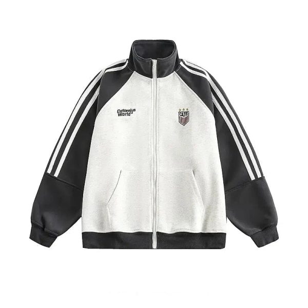 Striped Sleeves Zip-up Athletic Jacket For Discount - Image 2
