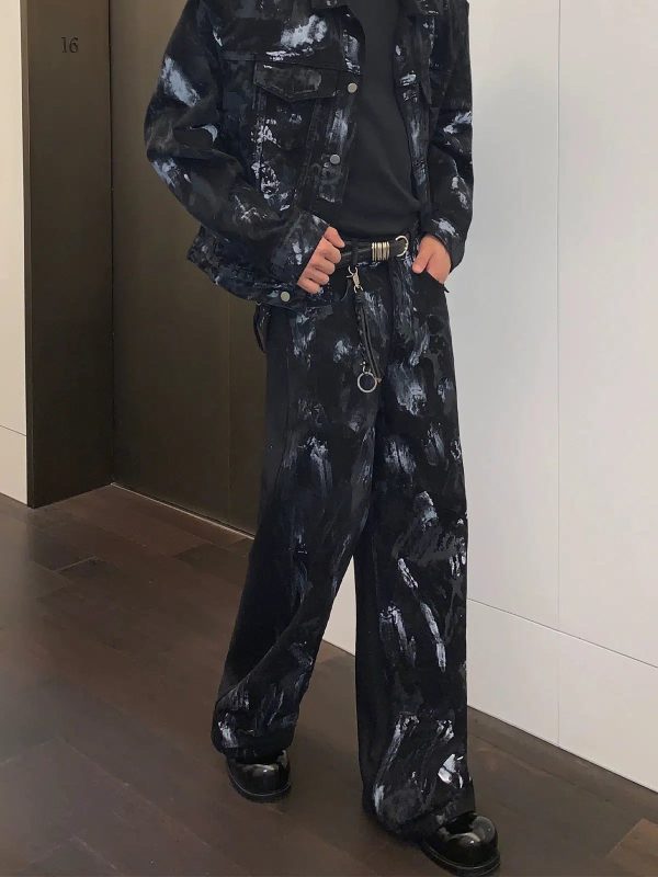 Abstract Pattern Denim Pants Supply - Image 2
