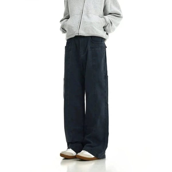 Washed Wide Leg Cargo Jeans For Cheap - Image 2