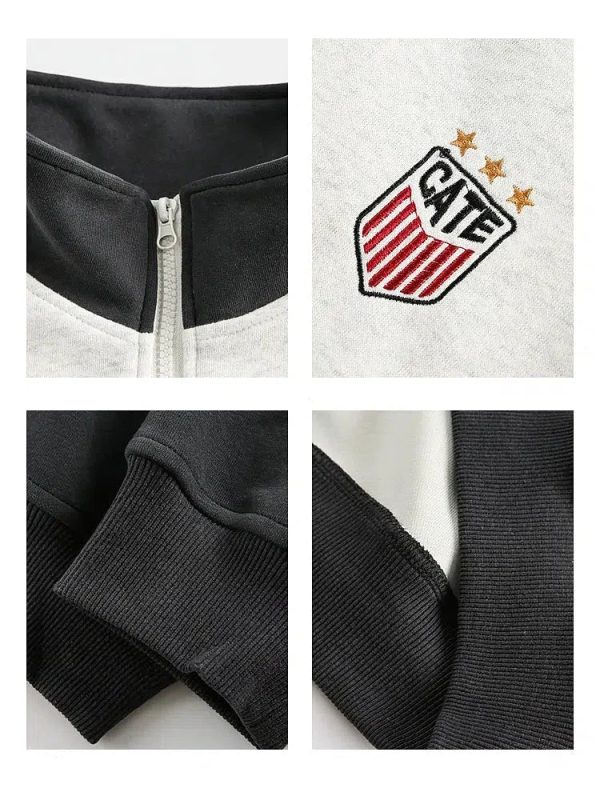 Striped Sleeves Zip-up Athletic Jacket For Discount - Image 3