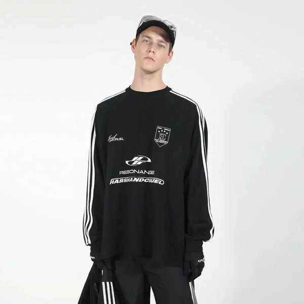 Sports Stitching Embroidery Round Neck Shirt For Sale - Image 2