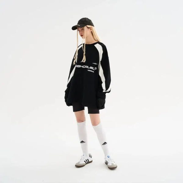 Oversized Colorblock Crewneck Sweatshirt Online Hot Sale - Image 3