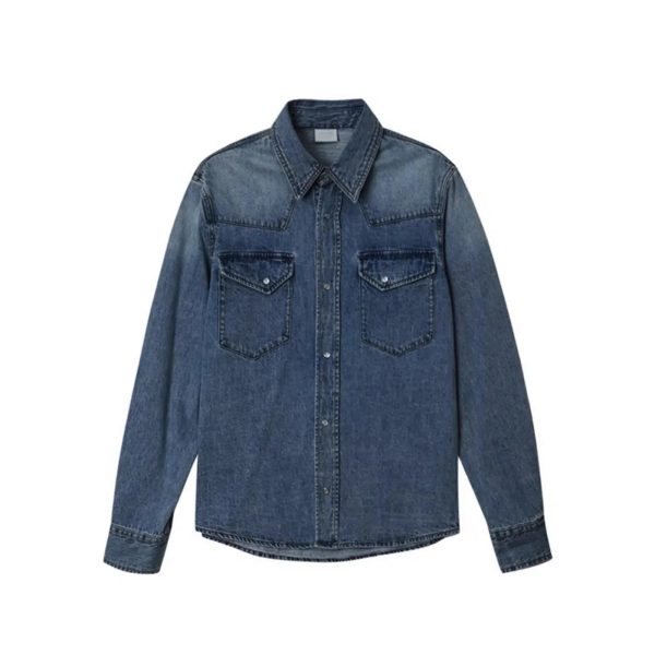 Washed Blue Denim Shirt Online Sale - Image 5