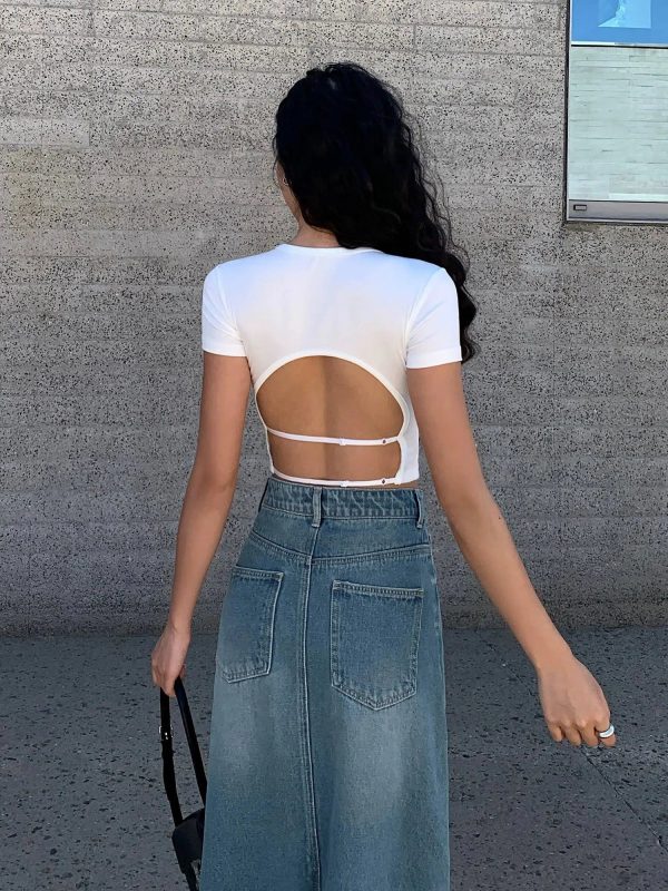 Slim Fit Backless T-shirt Supply - Image 5