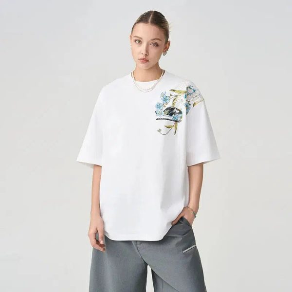 Floral Graphic T-shirt For Cheap - Image 3