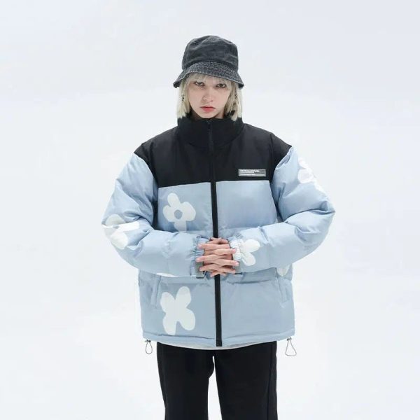Floral Print Stand Collar Jacket Online Hot Sale - Image 3