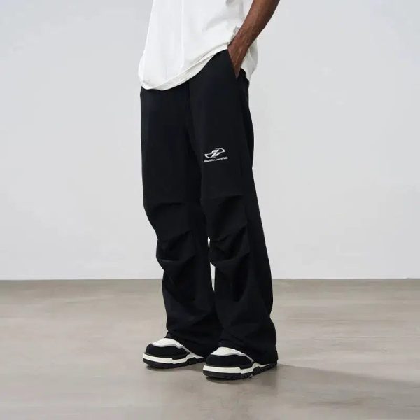 Embroidery Stacked Pants with Side Pockets Online Hot Sale - Image 2