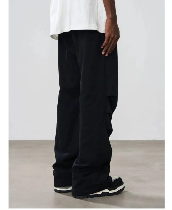Embroidery Stacked Pants with Side Pockets Online Hot Sale - Image 5