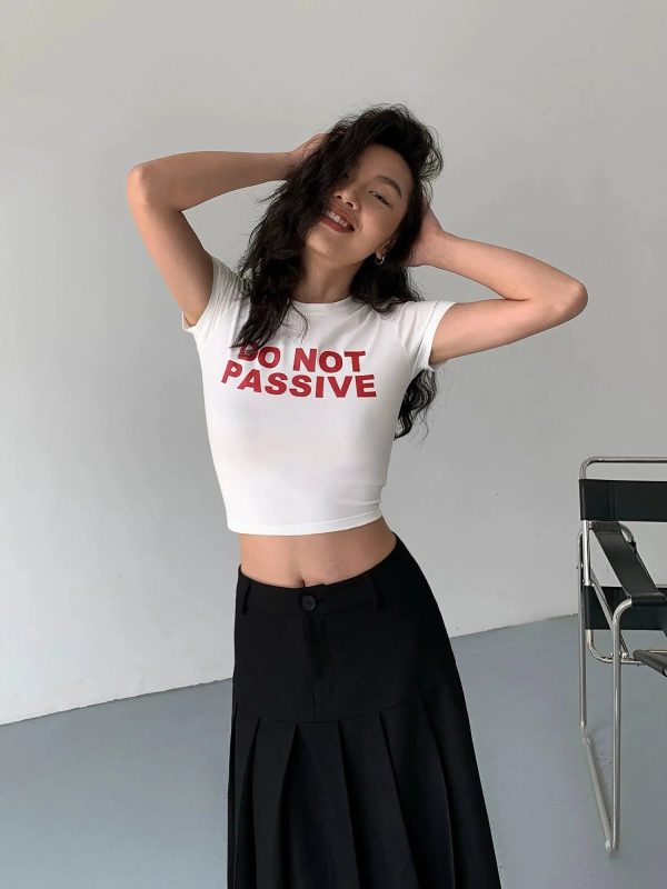 High Waist Short T-shirt Hot on Sale - Image 3