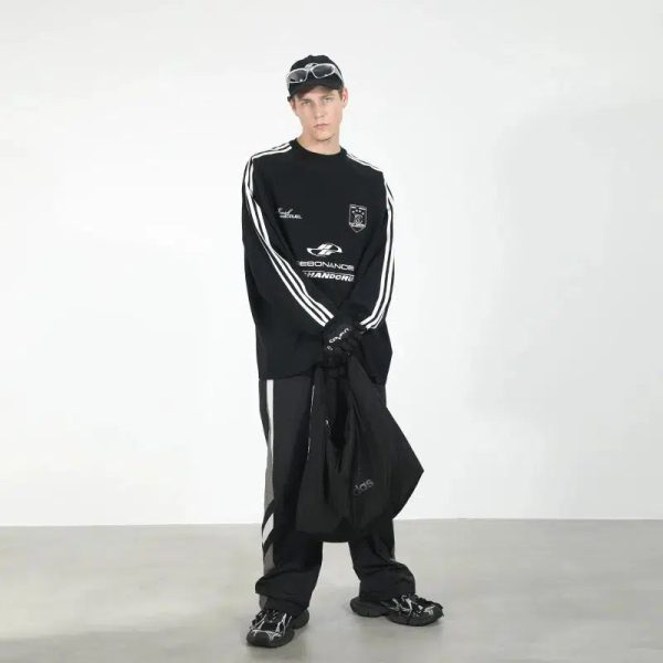 Sports Stitching Embroidery Round Neck Shirt For Sale - Image 3
