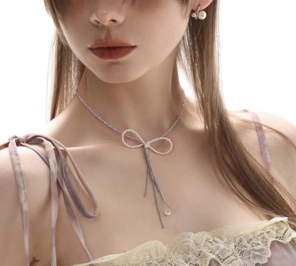 Bow Beaded Necklace For Cheap