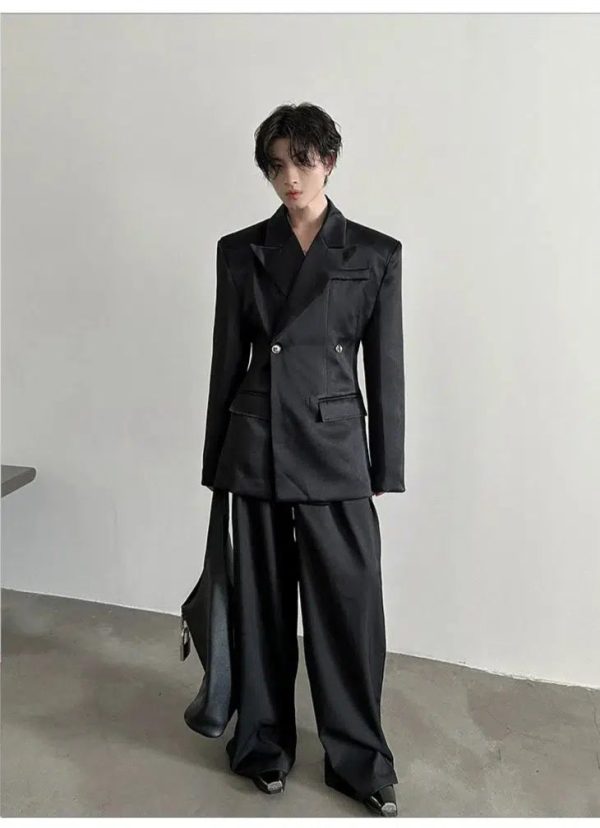 Black Suit Padded Shoulders Jacket Online now - Image 2