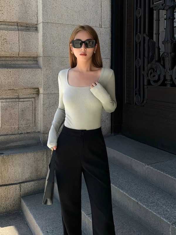 Square Neck Long Sleeve T-shirt Online Sale - Image 2