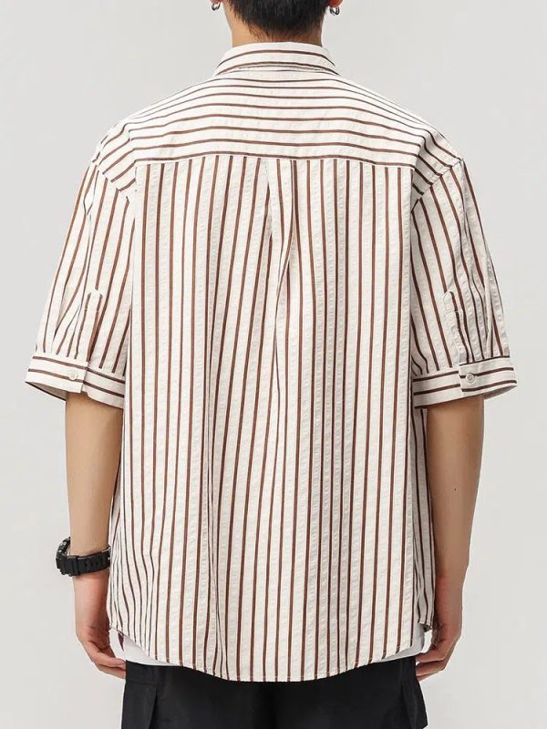 Vertical Striped Lapel Shirt Online - Image 5