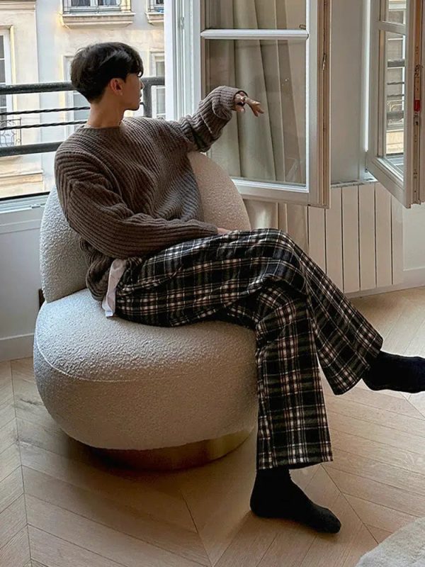 Casual Fit Drawstring Plaid Pants on Sale - Image 4