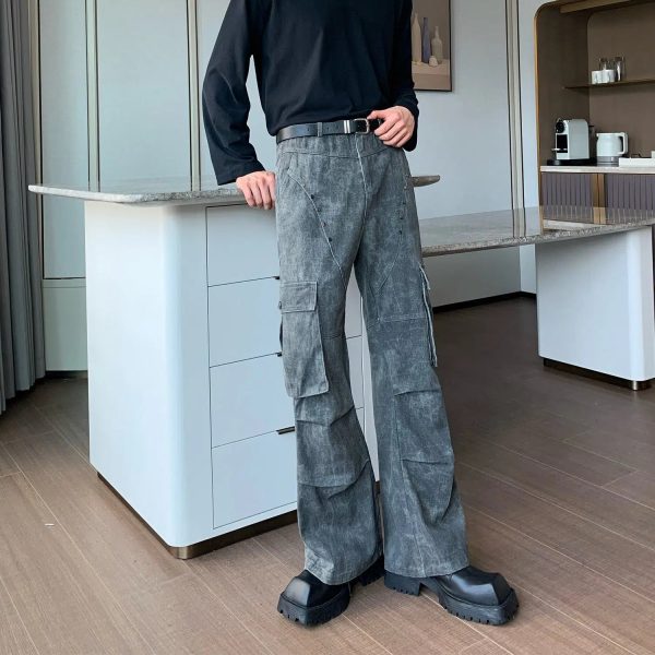 Rivet Studded Wide-leg Cargo Pants Fashion - Image 4