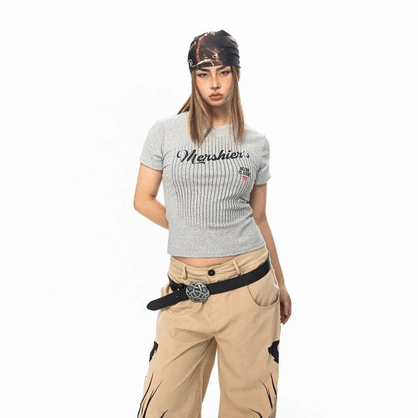Stretch Cropped Printed T-Shirt Hot on Sale - Image 2