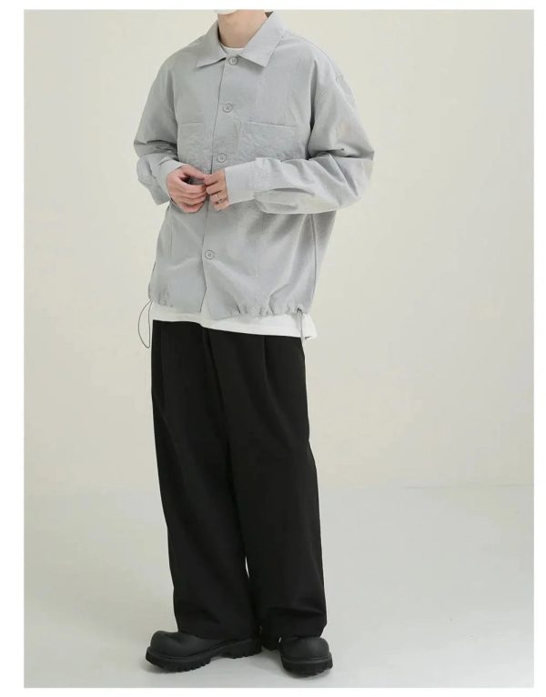 Oversized Shirt with Drawstring Hem Discount - Image 3