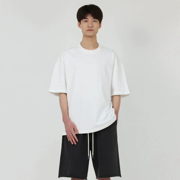 Dropped Shoulders Oversized Solid Color T-shirt Sale - Image 3