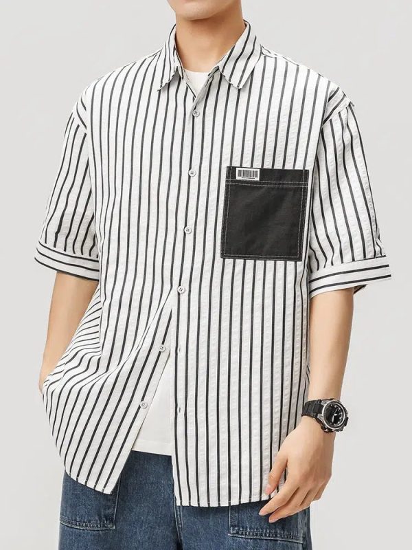 Vertical Striped Lapel Shirt Online - Image 3