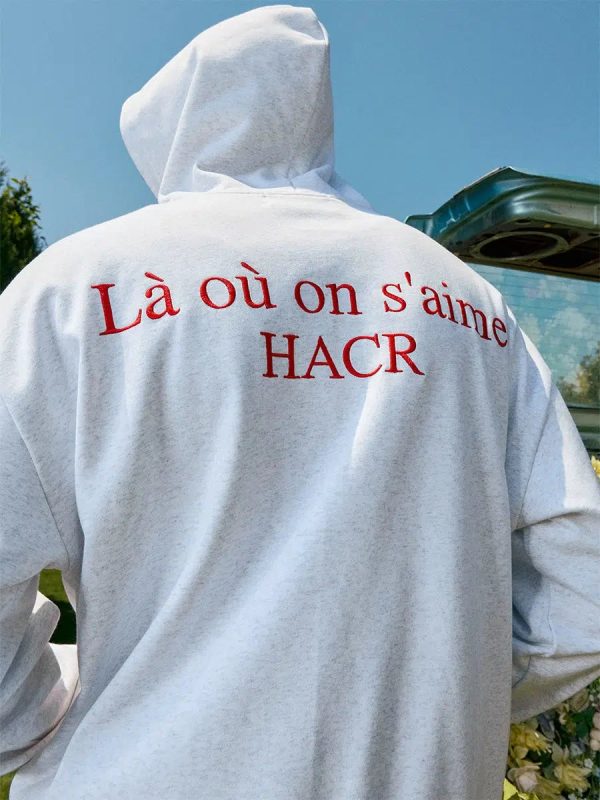 Embroidered Slogan Zipper Hoodie Online Hot Sale - Image 3