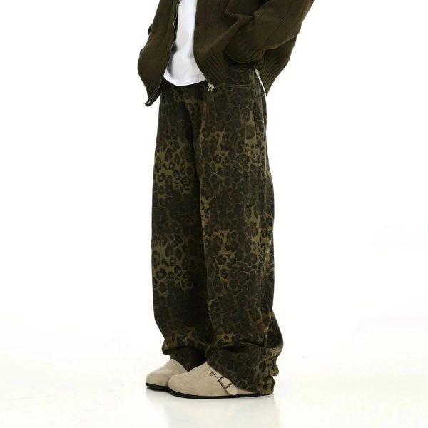 Dark Leopard Wide-Leg Multi-pocket Pants Discount - Image 2
