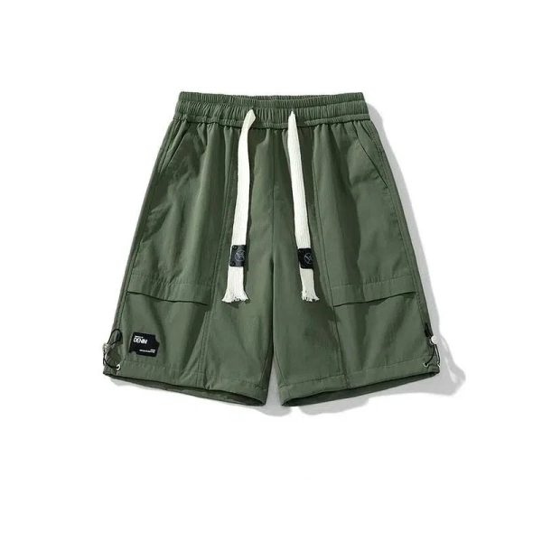 Retro Elastic Waist Drawstring Shorts Online Hot Sale - Image 3