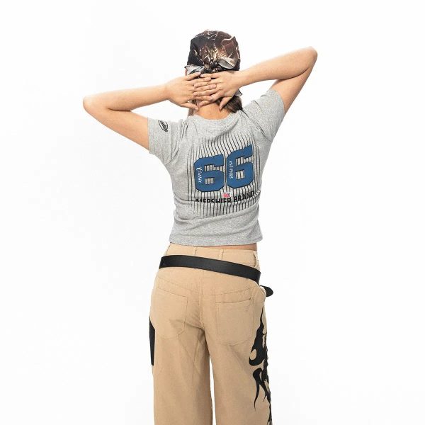 Stretch Cropped Printed T-Shirt Hot on Sale - Image 3