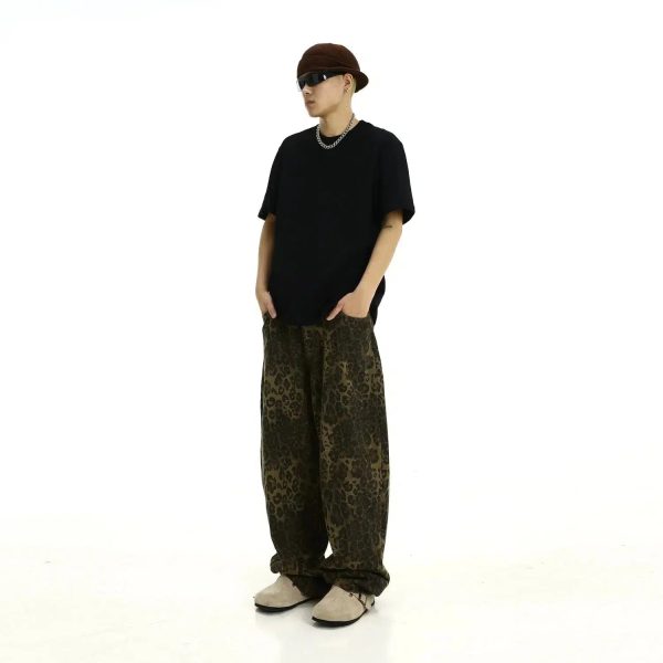 Dark Leopard Wide-Leg Multi-pocket Pants Discount - Image 4