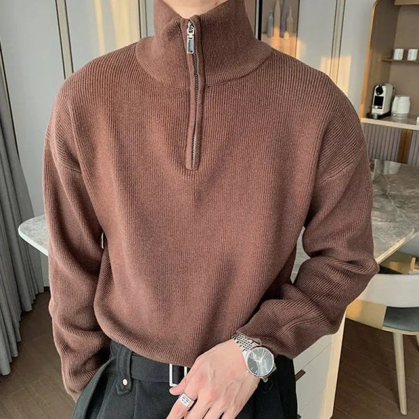 Pleated Half-zip Turtleneck Sweater Online Sale - Image 2
