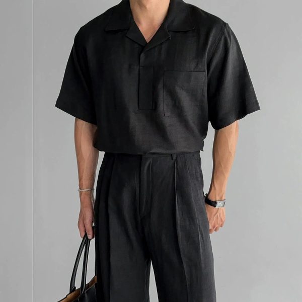 Cuban Collar Short-sleeved Shirt Online
