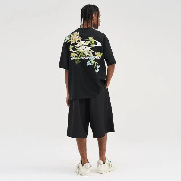 Floral Print Crew Neck T-shirt Sale - Image 4