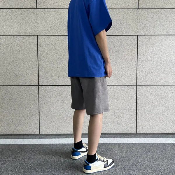 Suede Drawstring Sport Shorts For Sale - Image 5