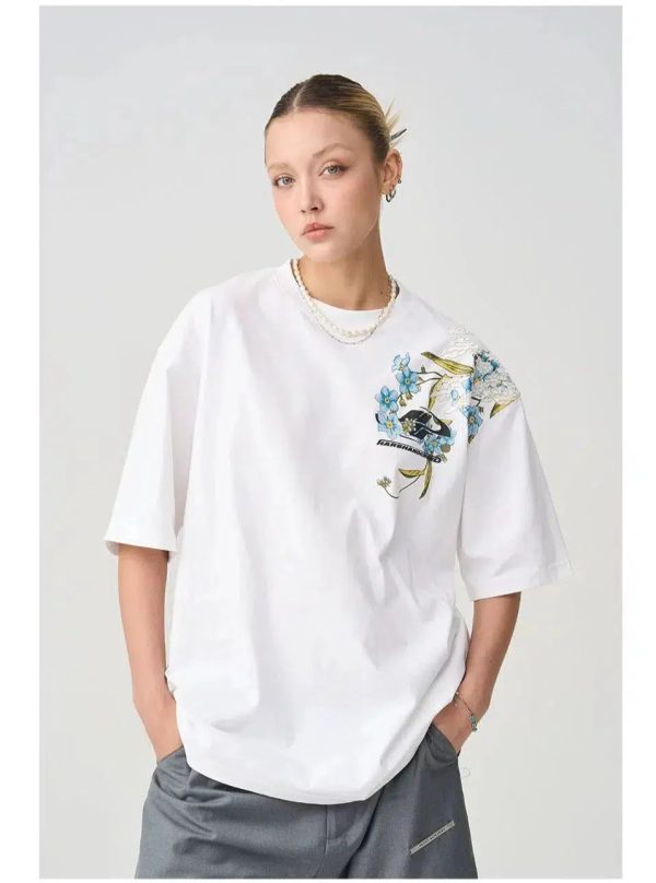 Floral Graphic T-shirt For Cheap - Image 5