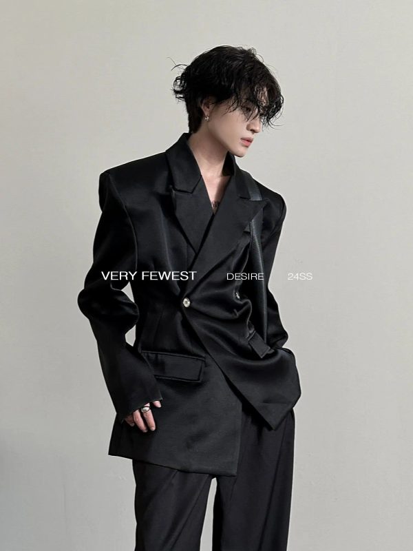 Black Suit Padded Shoulders Jacket Online now
