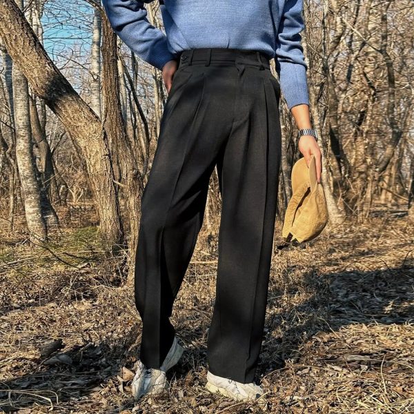 High-Waisted Drape Suit Pants For Sale - Image 4
