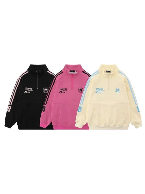Half-zip Pullover Sweatshirt Hot on Sale - Image 4