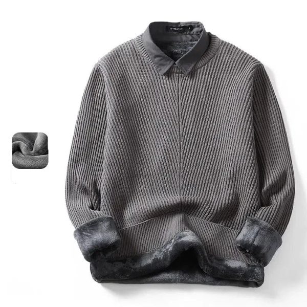 Two-piece Lapel Fleece Sweater on Sale